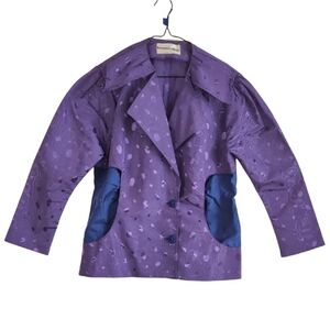 One Of‎ One Women's Medium Purple Avant Garde Blazer With Pockets Retro Collar